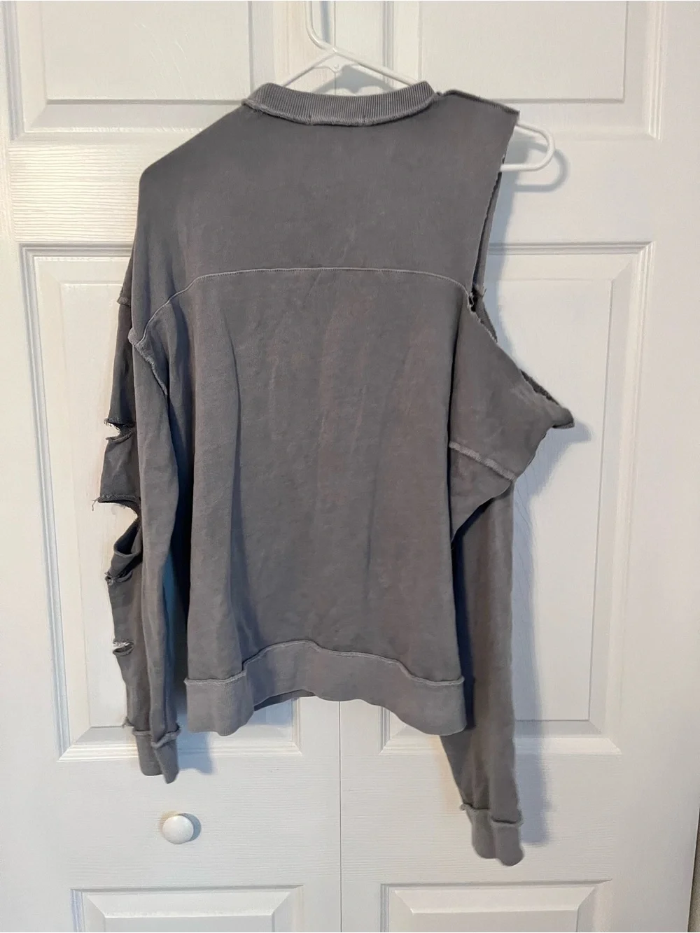 Gilded Intent Distressed Crewneck Sweater in Washed Gray